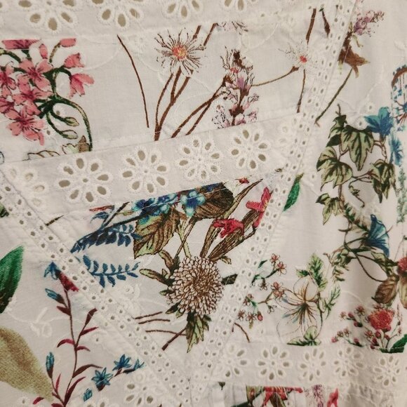 Sanctuary NWOT Botanica Floral White Ellie Bohem Eyelet Mini Dress Size XL - Picture 9 of 11